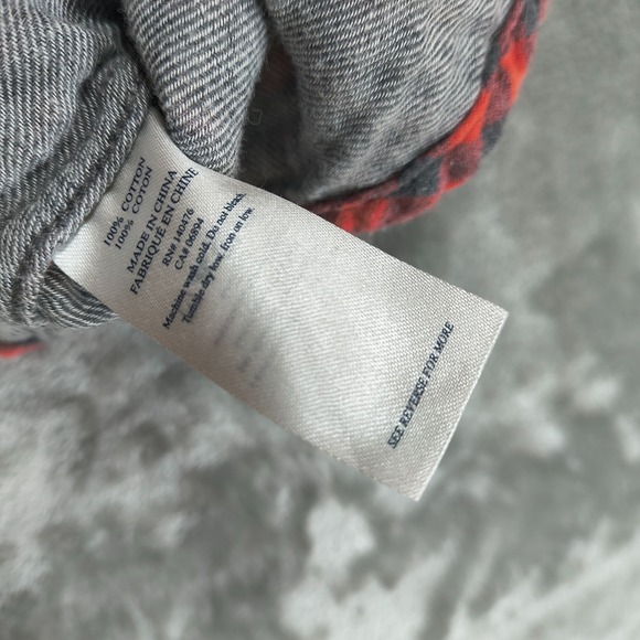 Faherty Flannel Shirt Mens Medium Red Gray Button Up Gingham Check  Cotton - Picture 10 of 12